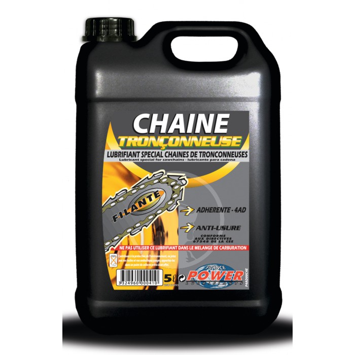 Huile de chaîne tronçonneuse - POWER - 5 L - Spécial filante et